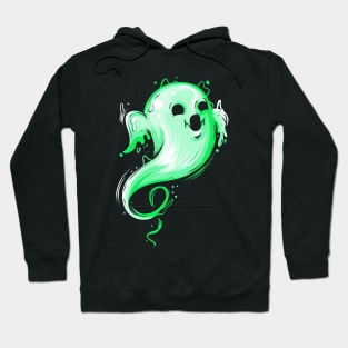 Cute Kawaii Green Ghost Flying By On Halloween Hoodie